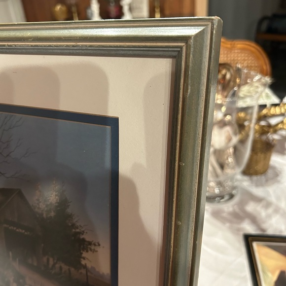 Huey Theus “The Way Across” signed by artist, covered bridge framed art